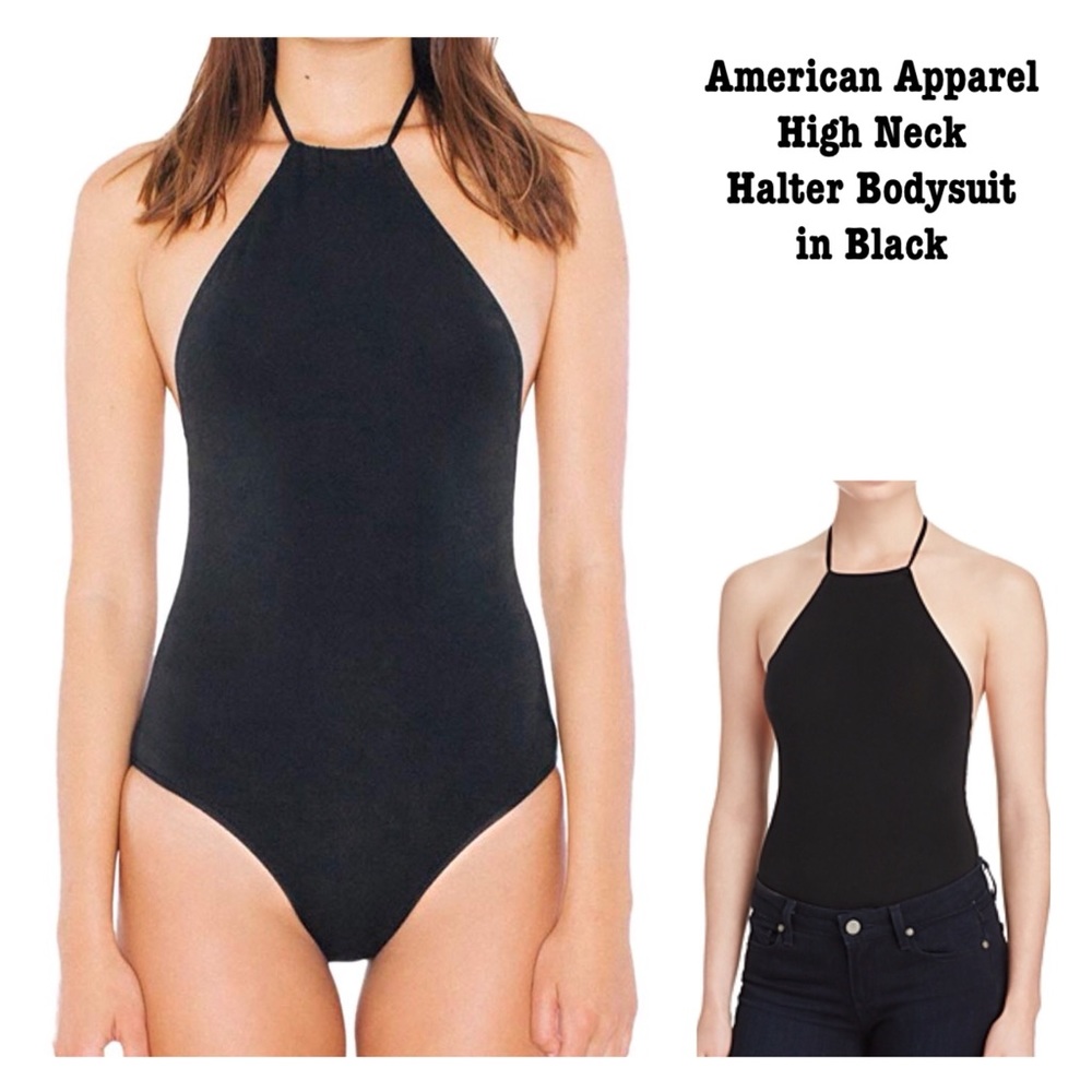 AMERICAN APPAREL HALTER NECK BLACK BODYSUIT-NWT Size XS